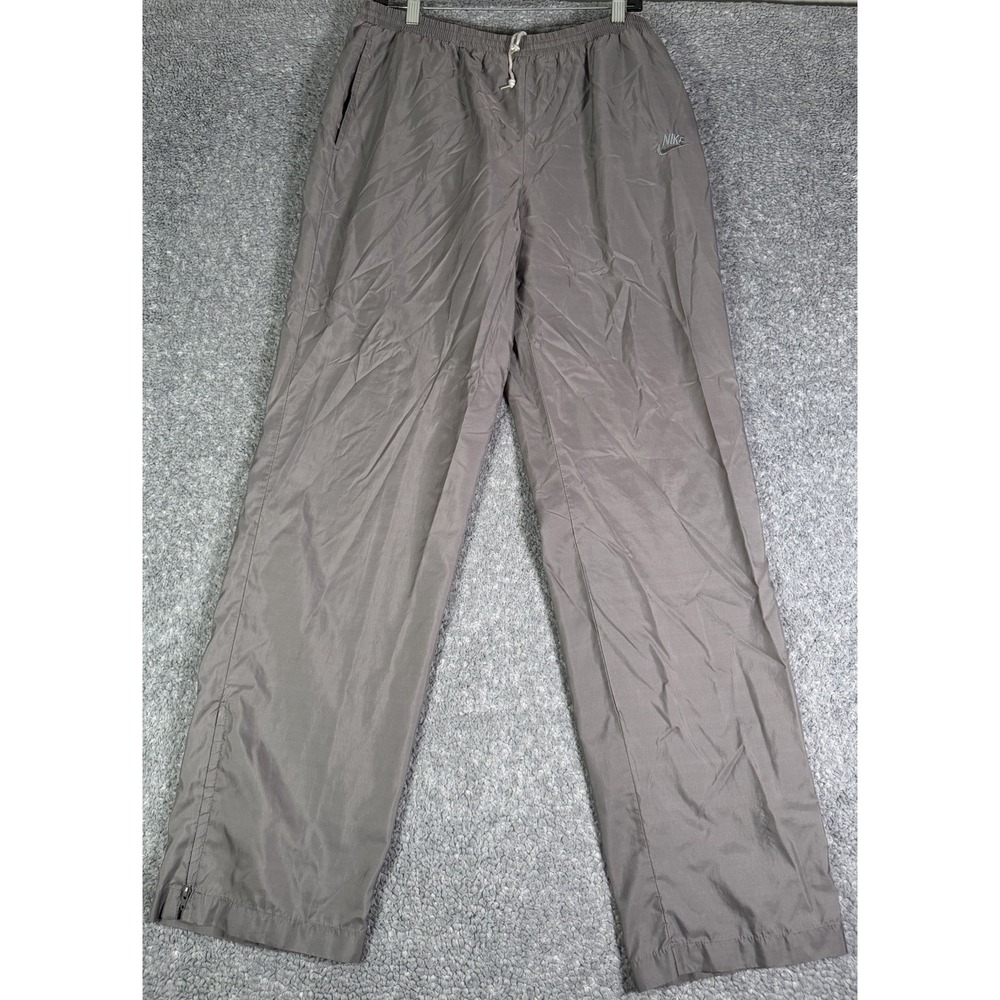 VINTAGE 80s/90s Nike Wind Pants Mens Large Gray Nylon Zip Ankle Track Gray Tag